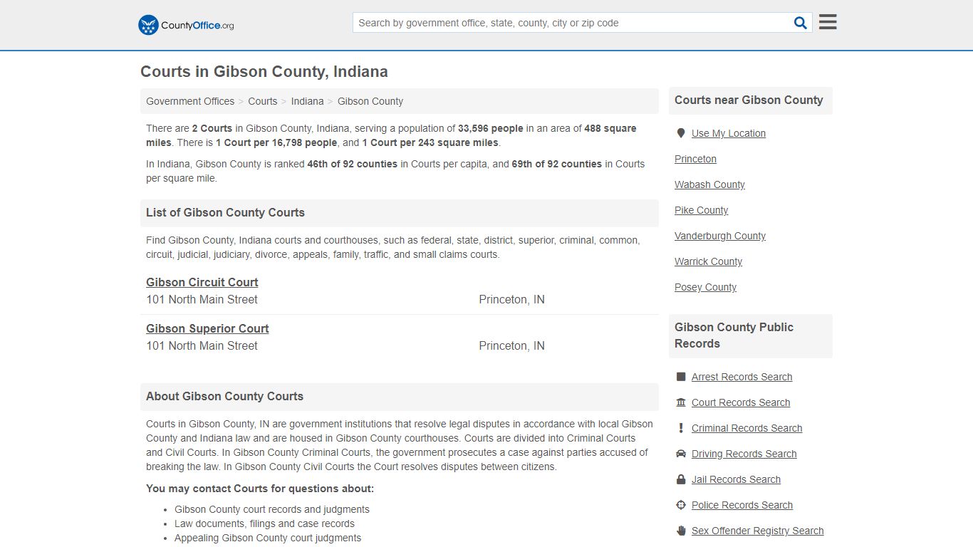 Courts - Gibson County, IN (Court Records & Calendars)